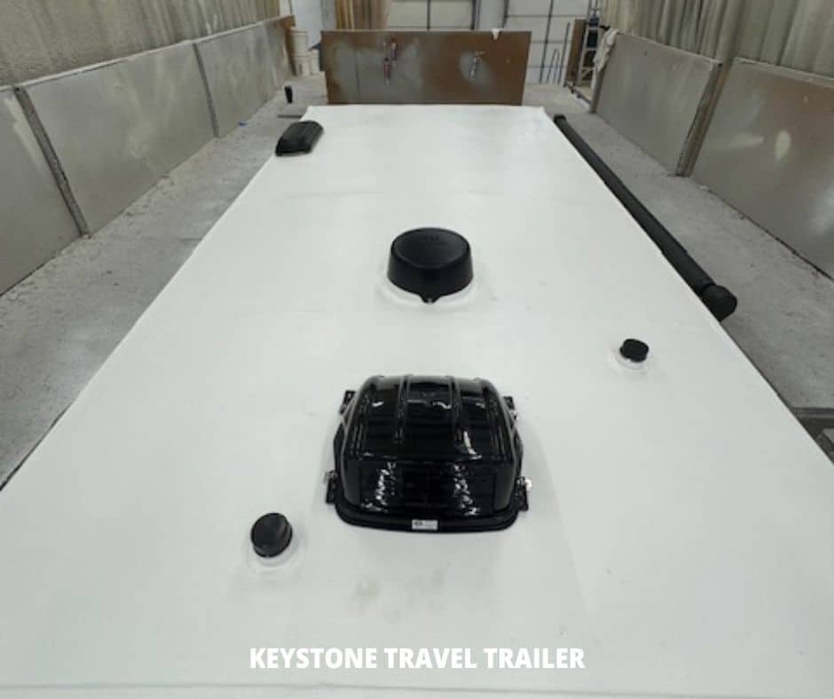 Roof of Keystone Travel Trailer after applying FlexArmor